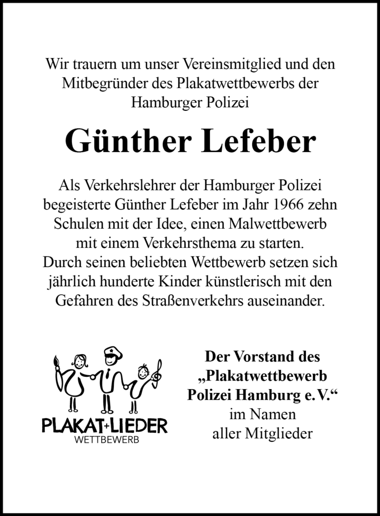 Traueranzeige Günther Lefeber