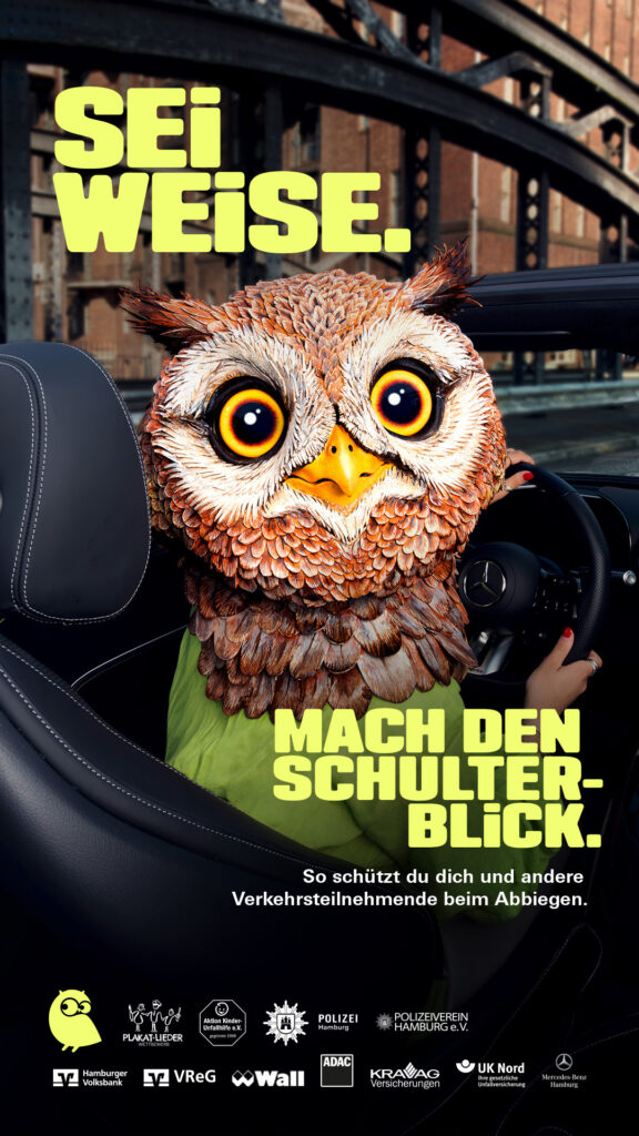 Kampagne für ganz Hamburg: „Sei weise – mach den Schulterblick.“