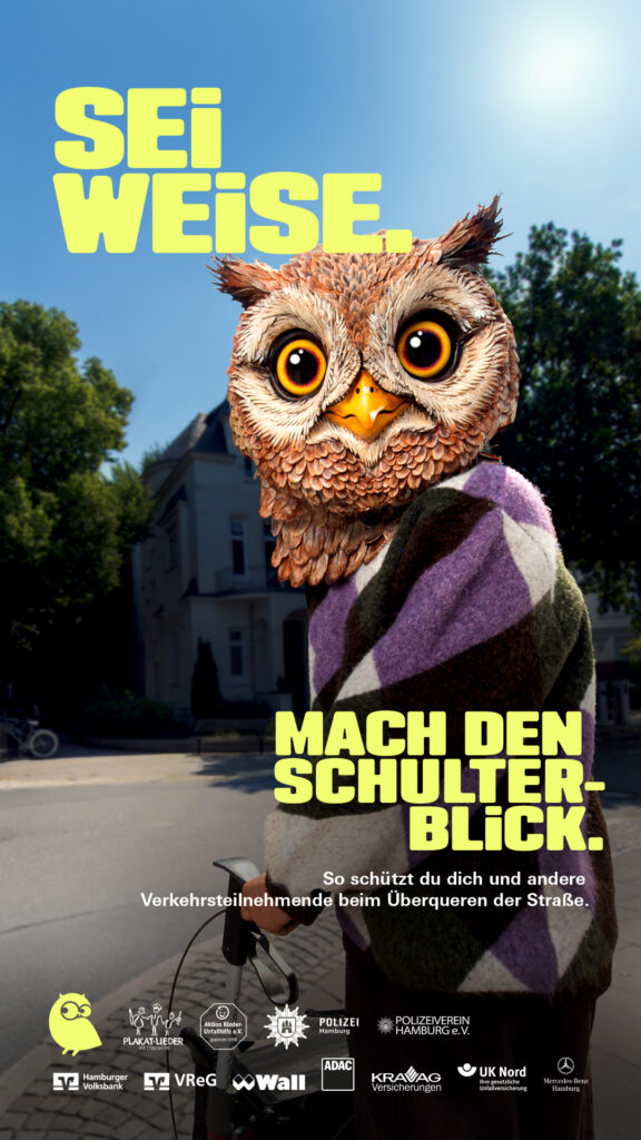 Kampagne für ganz Hamburg: „Sei weise – mach den Schulterblick.“